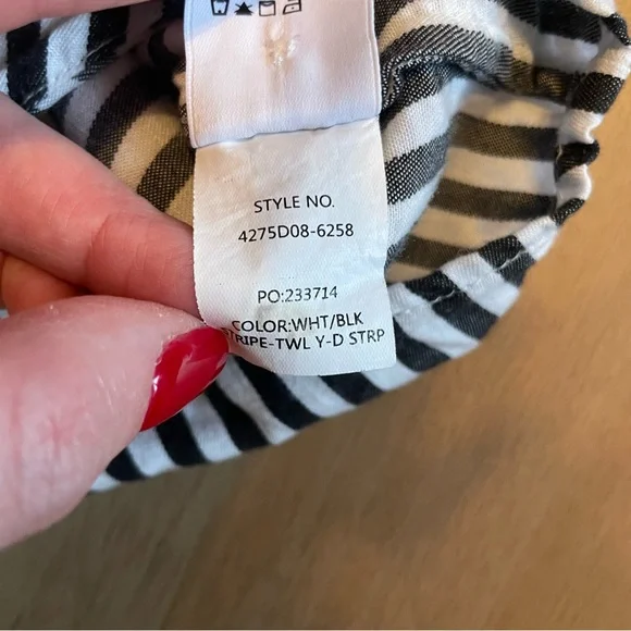 PAIGE Elora Stripe Button-Down Black and White Blouse - Picture 9 of 12